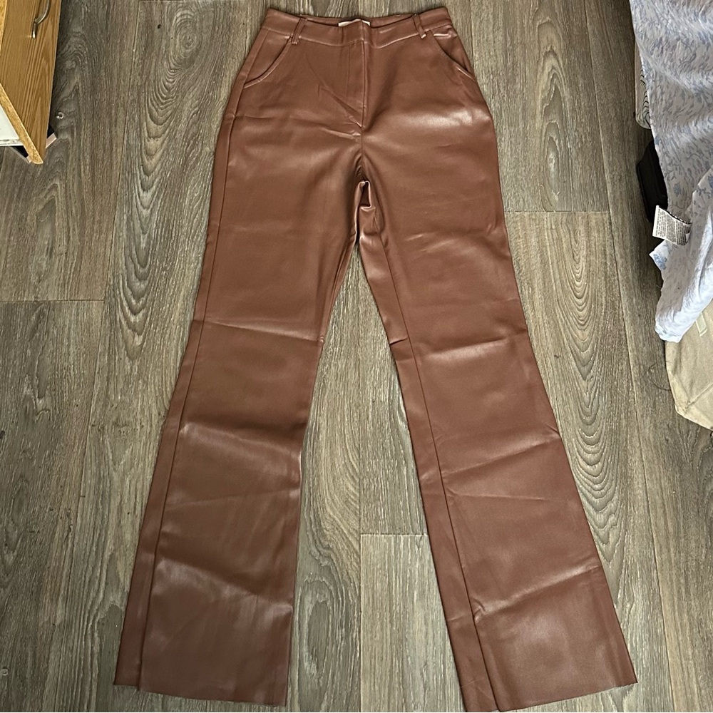 Meshki Brown Leather Pants